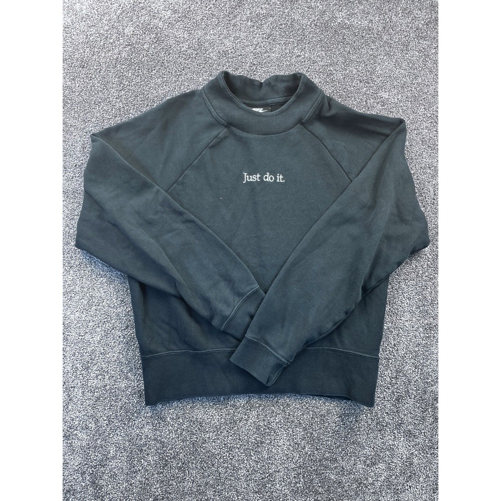 Nike Sweatshirt Womens‎ XS Just Do It Crew Neck Raglan Sleeve Pullover Black